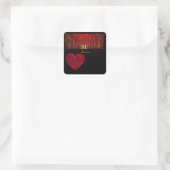 Monogramm Rotes Herz Quadratischer Aufkleber (Tasche)