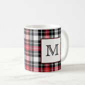Monogramm-rotes und schwarzes kariertes kaffeetasse (VorderseiteRechts)