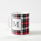 Monogramm-rotes und schwarzes kariertes kaffeetasse (Vorderseite Links)