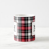 Monogramm-rotes und schwarzes kariertes kaffeetasse (Mittel)