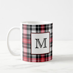 Monogramm-rotes und schwarzes kariertes kaffeetasse