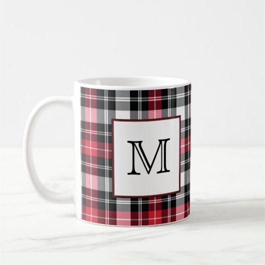 Monogramm-rotes und schwarzes kariertes kaffeetasse (Links)