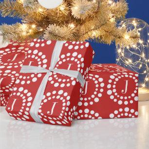 Monogramm rotes und weißes Geschenkpapier