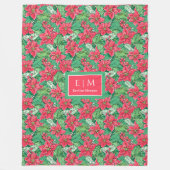 Monogramm rotes Wasserfarben-Preppy-Christmas-Flee Fleecedecke (Vorderseite)