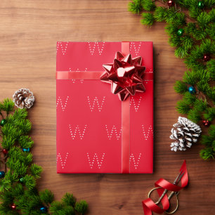 Monogramm rotes weißes Anfangsnummermuster Geschenkpapier