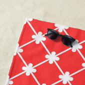 Monogramm rotes weißes geometrisches Muster | Bear Strandtuch (Beispiel)