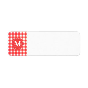 Monogramm-rotes weißes Gingham-Karo-Muster