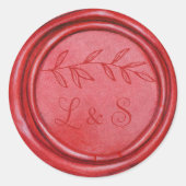 Monogramm Rotwachs-Siegel-Hochzeitsaufkleber Runder Aufkleber (Vorderseite)