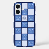 Monogramm-Rowern blau gekreuzt Case-Mate iPhone Hülle (Rückseite)