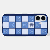 Monogramm-Rowern blau gekreuzt Case-Mate iPhone Hülle (Rückseite (Horizontal))