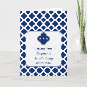 Monogramm Royalblau Vierblatt Hochzeit Danke