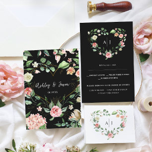 Monogramm RSVP (Botanisches Blumenkohl) Ankündigung