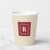 Monogramm, Ruby Red Denim Print 8oz Paper Cups Pappbecher (Vorderseite)