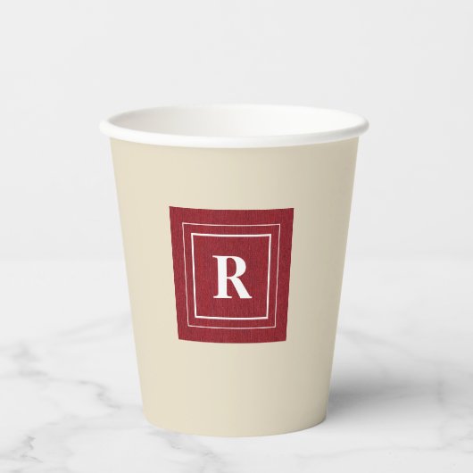 Monogramm, Ruby Red Denim Print 8oz Paper Cups Pappbecher (Vorderseite)