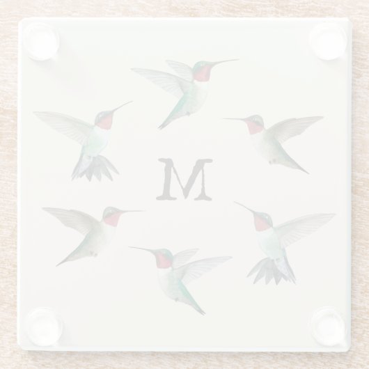 Monogramm Ruby-throated Hummingbirds Glasuntersetzer (Rückseite)