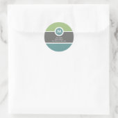 Monogramm-Rücksendeadresse-Aufkleber - grün/grau/b Runder Aufkleber (Tasche)