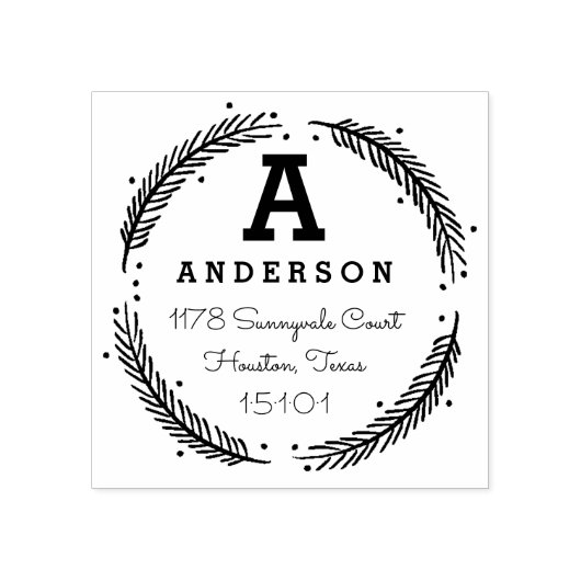 Monogramm-Rücksendeadresse-Briefmarke Gummistempel (Prägung)