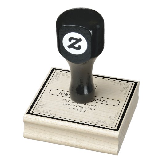 Monogramm-Rücksendeadresse des Classic Square Gummistempel (Stempel)