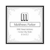 Monogramm-Rücksendeadresse des Classic Square Gummistempel (Prägung)