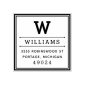 Monogramm-Rücksendeadresse des Classic Square Gummistempel (Prägung)