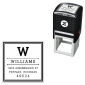 Monogramm-Rücksendeadresse des Classic Square Permastempel (Beispiel)