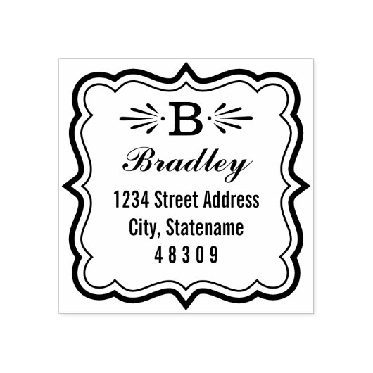 Monogramm-Rücksendeadresse für dekorative Brackrah Gummistempel (Prägung)