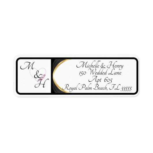 Monogramm-Rücksendeadresse für moderne Paare (Vorne)