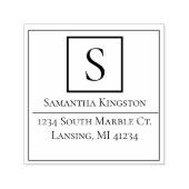 Monogramm-Rücksendeadresse für moderne Quadrat-Rah Permastempel (Design)