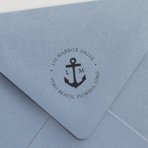 Monogramm-Rücksendeadresse für Nautic Anchor Coupl Permastempel
