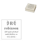 Monogramm-Rücksendeadresse für rustikale Blumenzwe Gummistempel (Stempel)