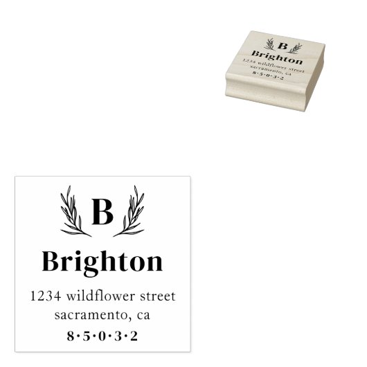 Monogramm-Rücksendeadresse für rustikale Branchen Gummistempel (Stempel)