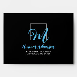 Monogramm-Rücksendeadresse für Schwarz-Rückseite u