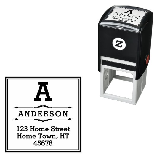 Monogramm-Rücksendeadresse für Square-Block Permastempel (Beispiel)