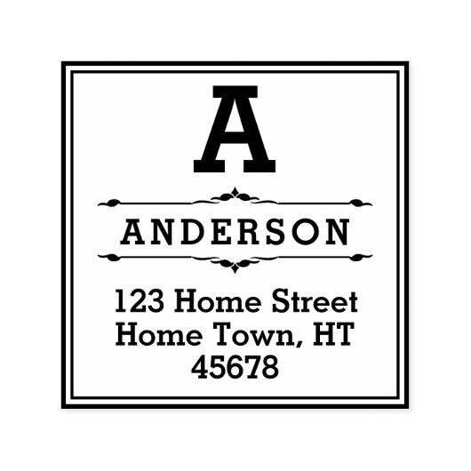Monogramm-Rücksendeadresse für Square-Block Permastempel (Design)