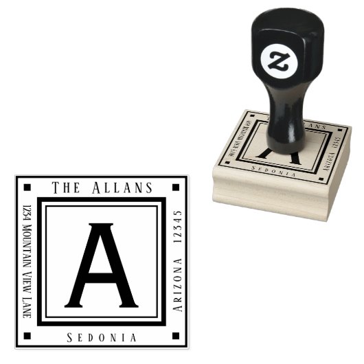 Monogramm-Rücksendeadresse Gummistempel (Stempel)