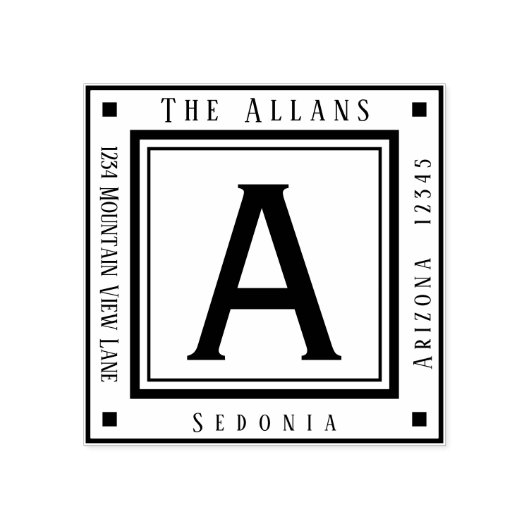 Monogramm-Rücksendeadresse Gummistempel (Prägung)