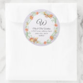 Monogramm Rücksendeadresse Lilac Lila Coral Floral Runder Aufkleber (Tasche)