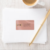 Monogramm-Rücksendeadresse - Roségold Adressaufkleber (Insitu)