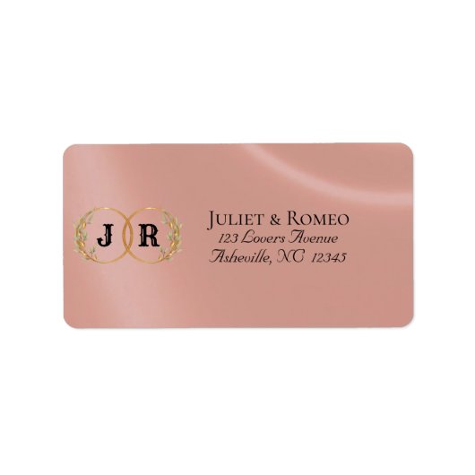 Monogramm-Rücksendeadresse - Roségold Adressaufkleber (Vorne)