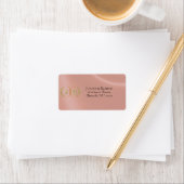 Monogramm-Rücksendeadresse - Roségold Adressaufkleber (Insitu)