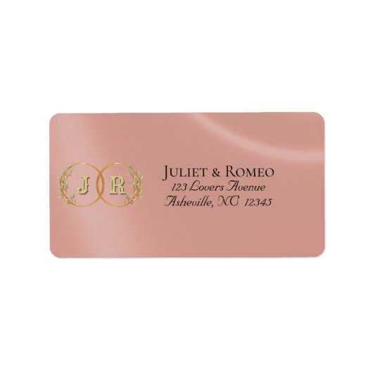 Monogramm-Rücksendeadresse - Roségold Adressaufkleber (Vorne)