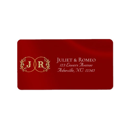 Monogramm-Rücksendeadresse - Rot Adressaufkleber (Vorne)