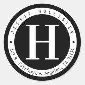 Monogramm-Rücksendeadresse Runder Aufkleber (Vorderseite)