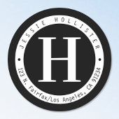 Monogramm-Rücksendeadresse Runder Aufkleber