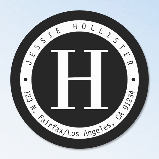 Monogramm-Rücksendeadresse Runder Aufkleber
