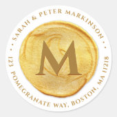 Monogramm-Rücksendeadresse Runder Aufkleber (Vorderseite)