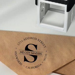 Monogramm-Rücksendeadresse-Selbstfarbige Gummi-Bri Permastempel