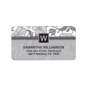 Monogramm-Rücksendeadressen-Aufkleber (schwarz) Adressaufkleber (Vorne)