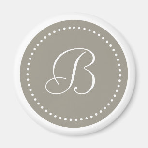 Monogramm-Rund Aluminium/weiße Punkt-Grenze Magnet