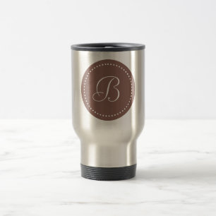 Monogramm-Rund Cognac/weißer Punkt Reisebecher